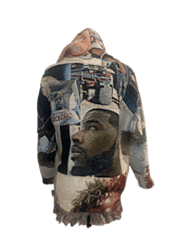 a hoodie with a picture of a man on it